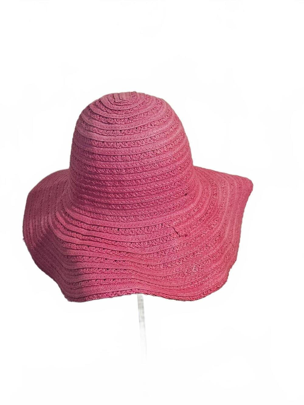 Hot pink floppy paper sun hat